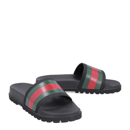 Black Rubber Web Slide Sandal - Image 4