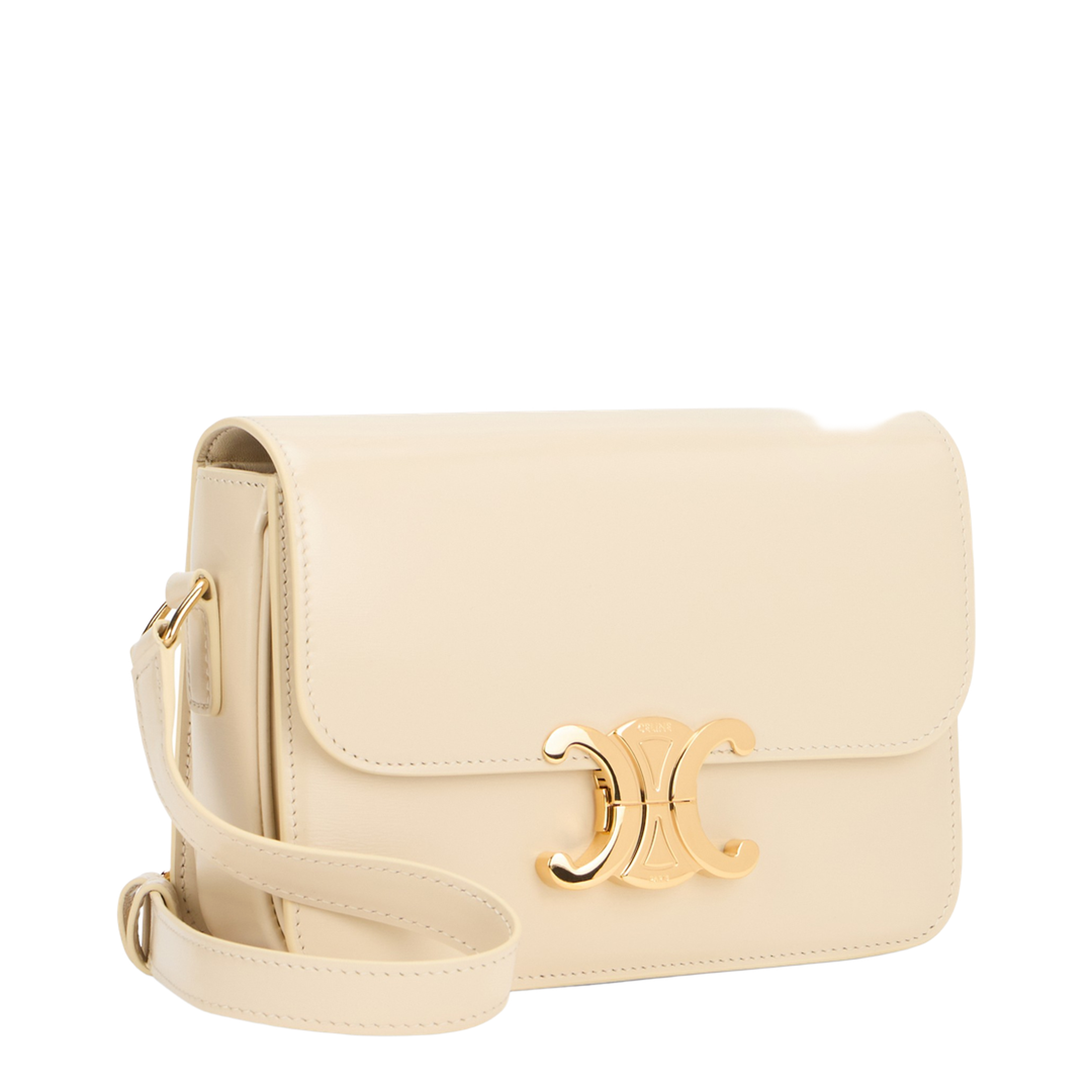 Triomphe Calfskin Shoulder Bag - Cream - Image 3