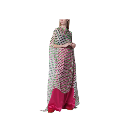 Ecru Polka-Dot Sheer Silk Cape - Image 1