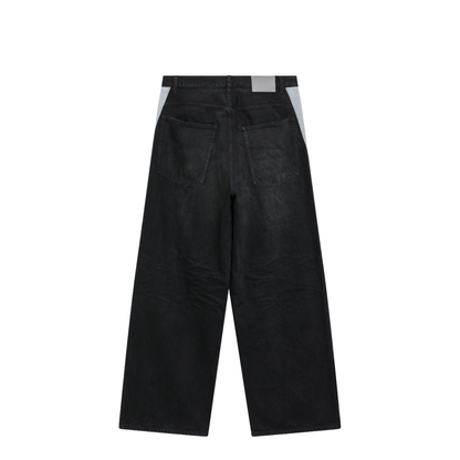 Denim Trousers With Dark Brown And Black Trims - Image 2