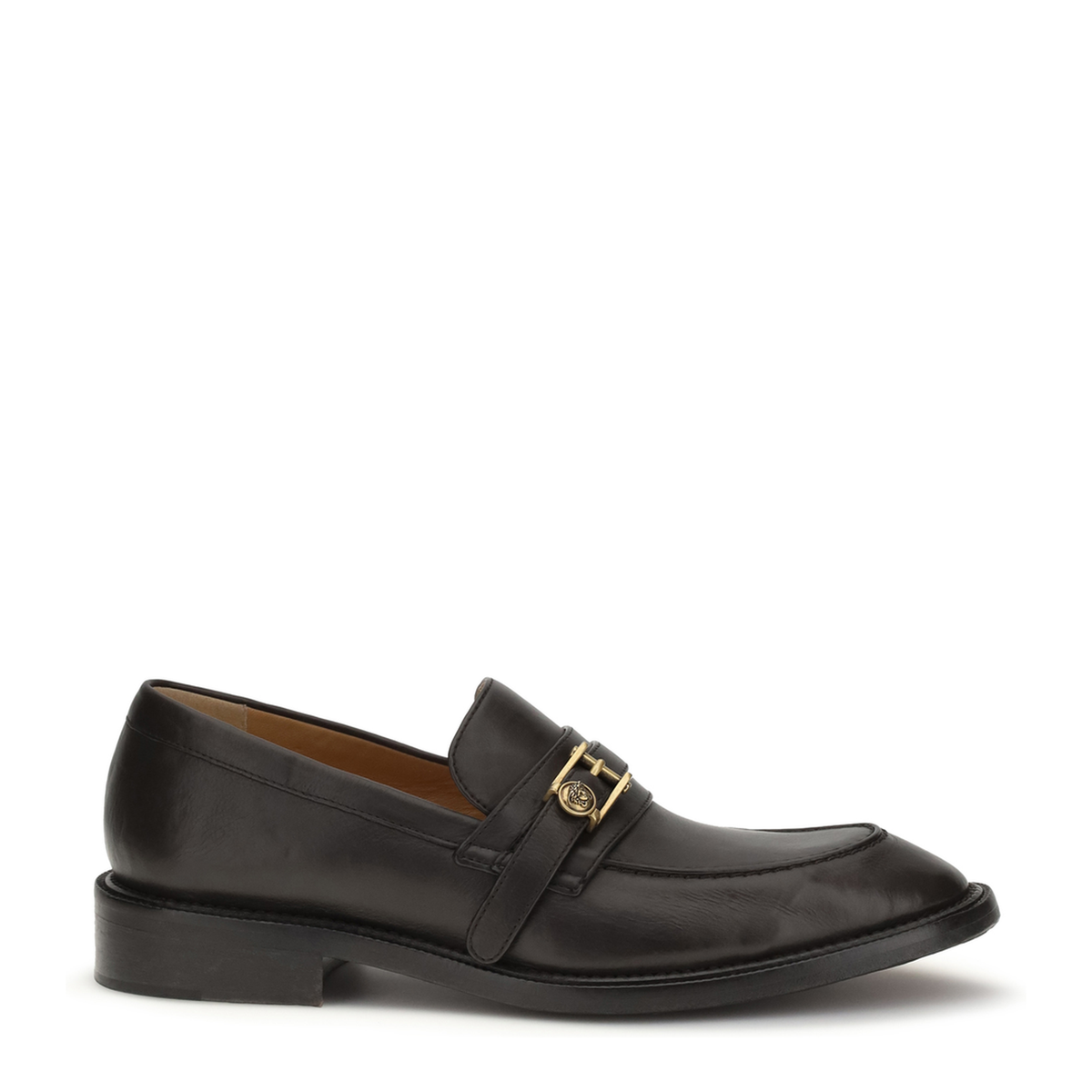 Leather Loafers With Medusa Accessory - Image 1