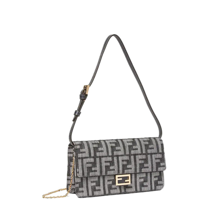 Wallet On Chain Baguette Fabric Blue - Image 2