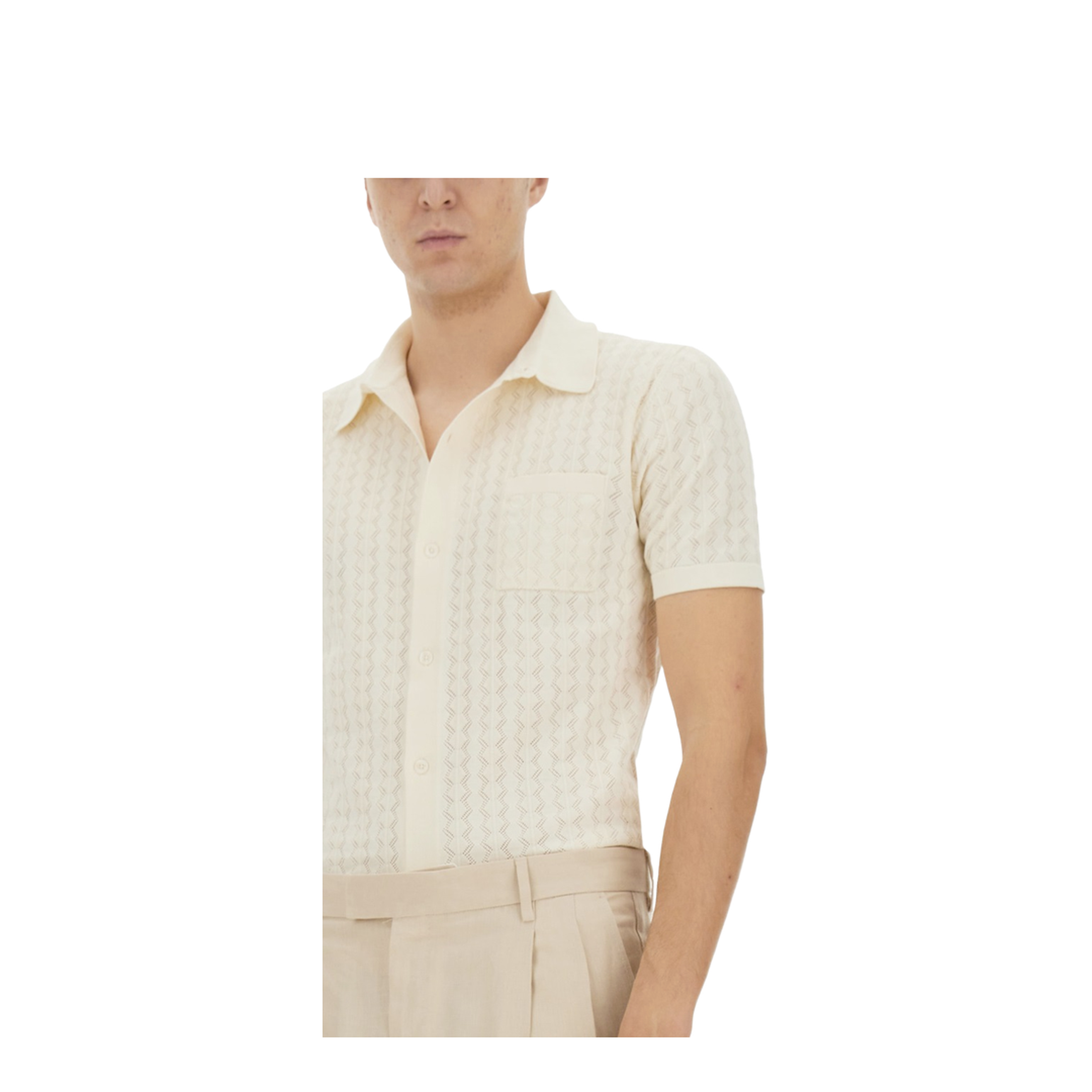 Perforated Cotton Knit Shirt - Image 4