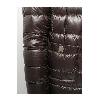 Quilted Goose Down Midi Jacket Brown - Image 2
