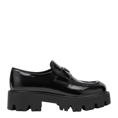 Black Brushed Leather Loafers - Image 1