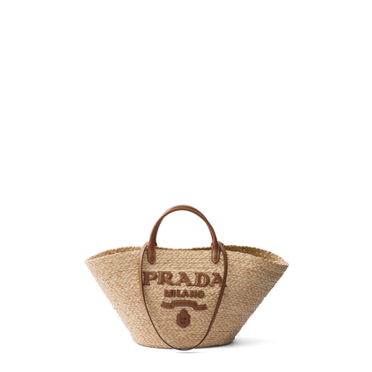 Shopping Large Raffia and Leather Shopping Bag - Naturale+Cognac - Image 1