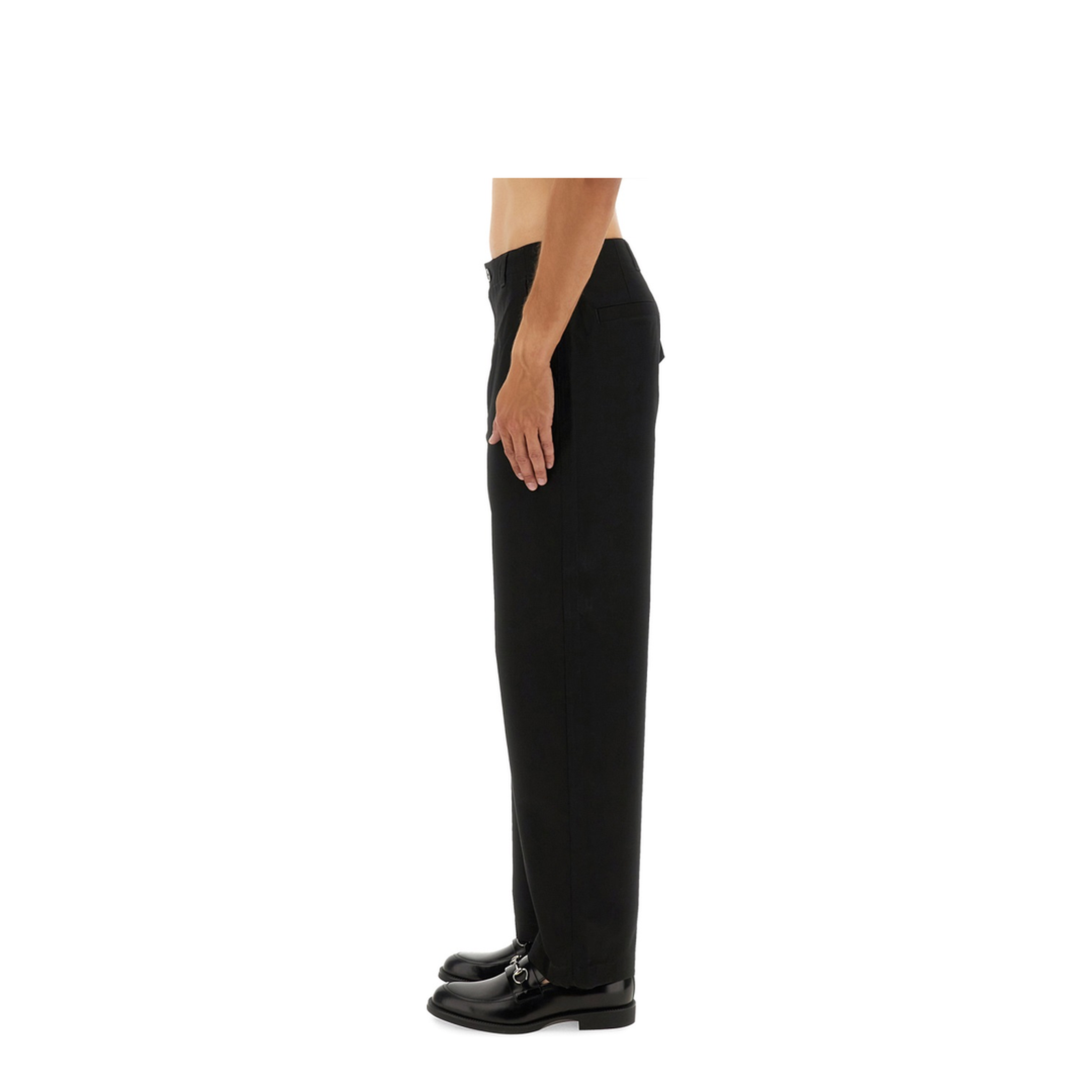 Cotton Twill Pant with Web Detail in Black - Image 4