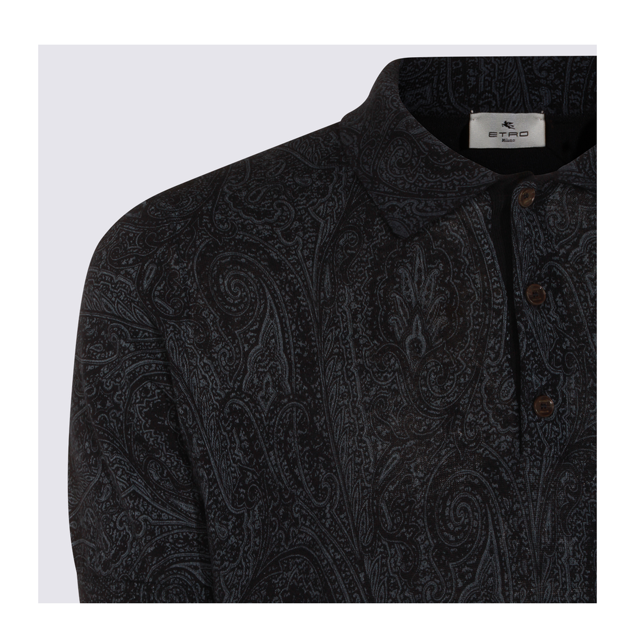 Men's Pattern Polo Shirt Blue - Image 6