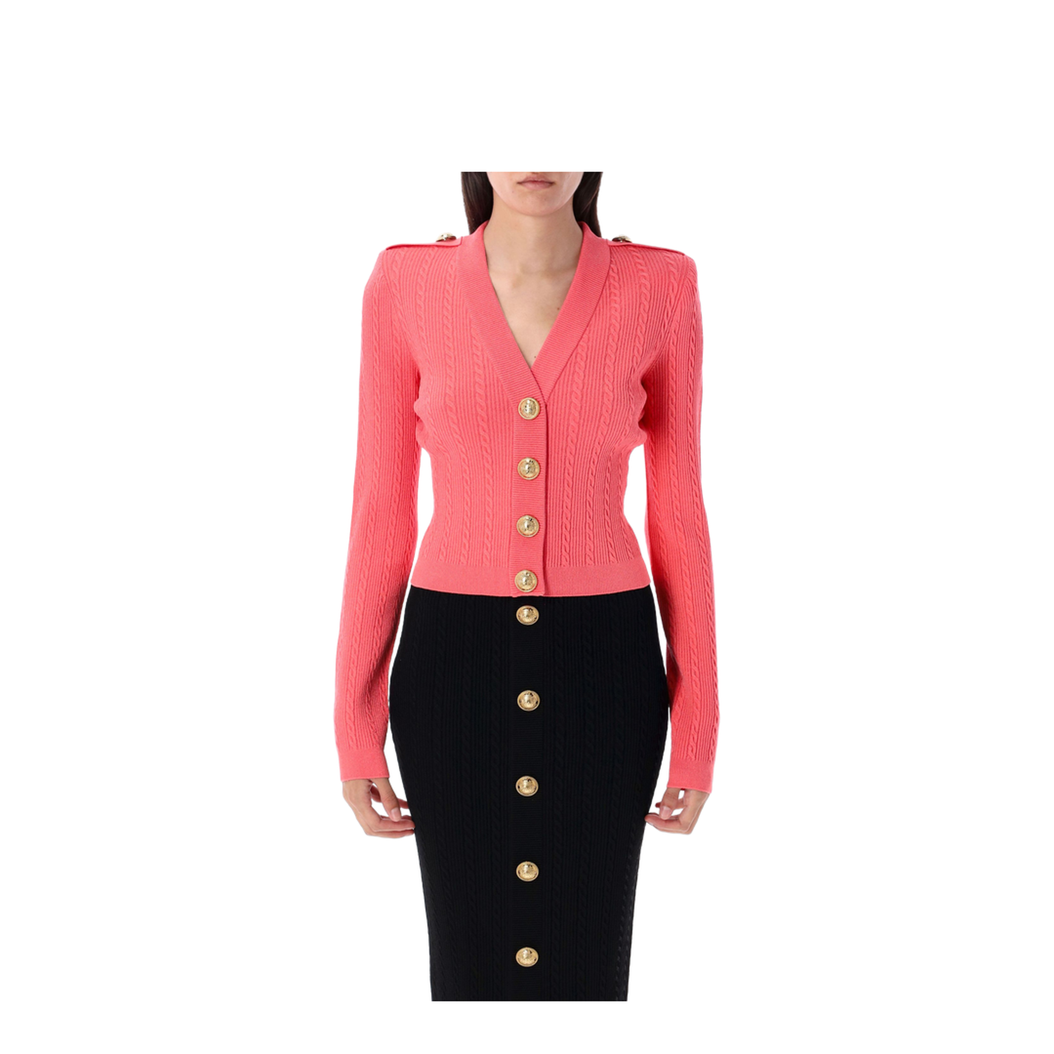 Long-sleeved cable-knit cardigan - Image 1