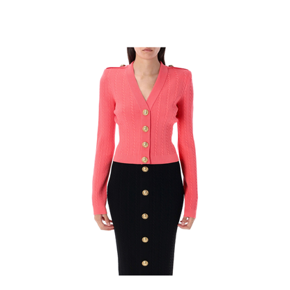 Long-sleeved cable-knit cardigan - Image 1