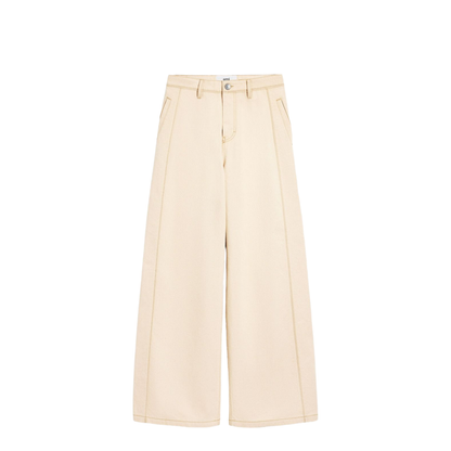 White Cotton Super Wide Fit Jeans - Image 1