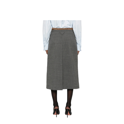 Pleated Wool Midi Skirt - Image 3