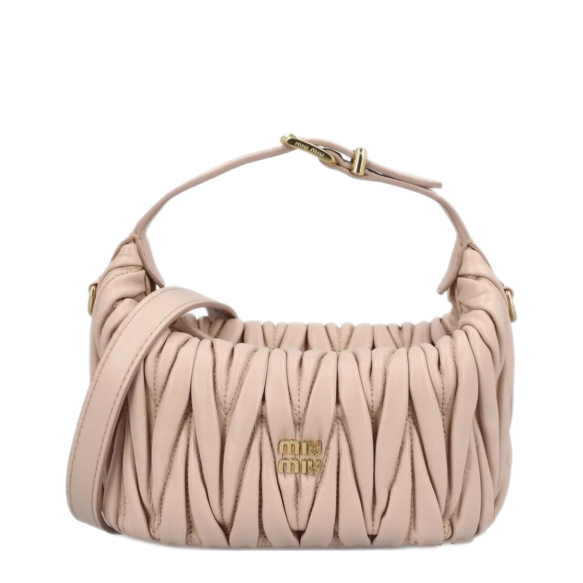 Matelassé Nappa Leather Pouch - Cipria - Image 1