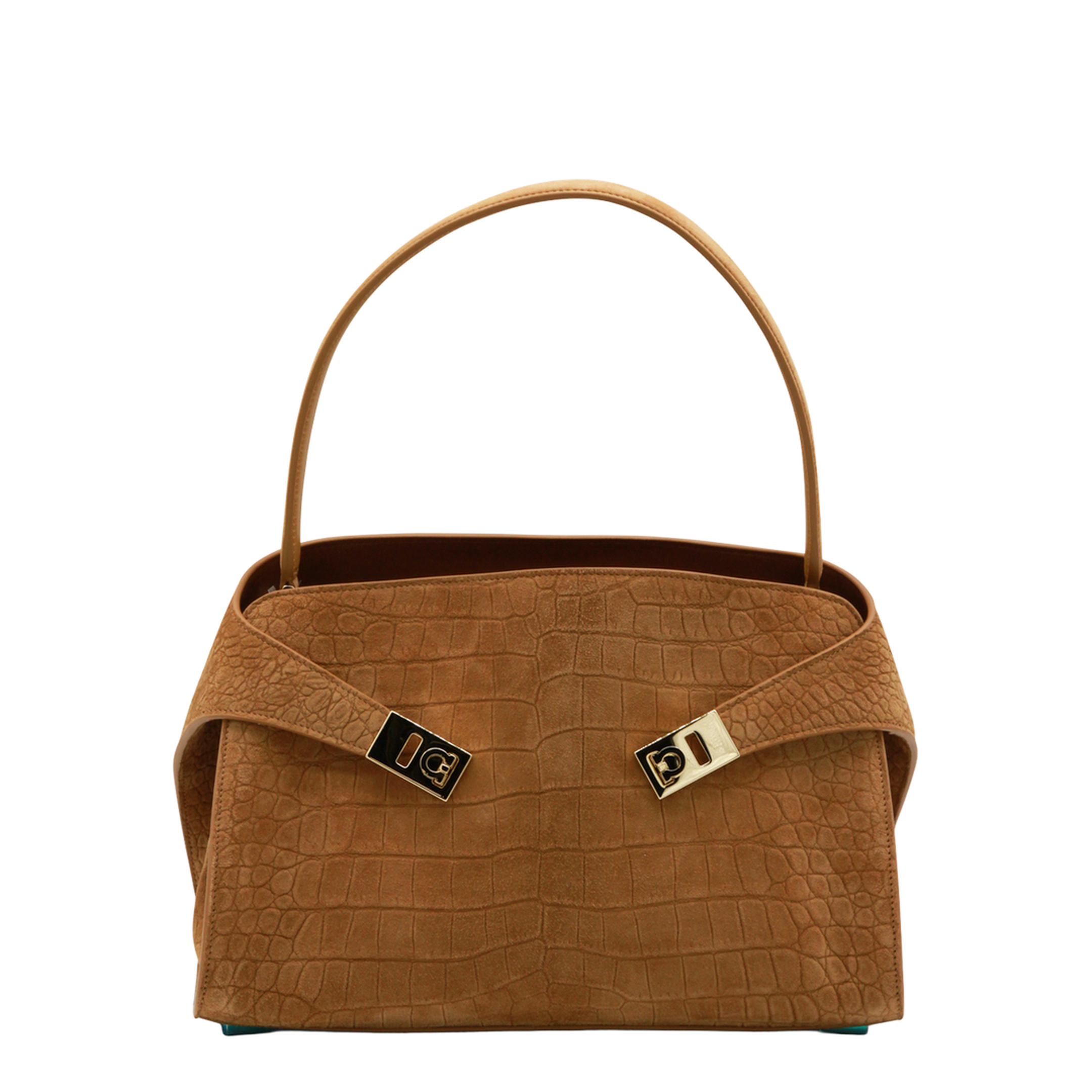 Croc Small Leather Shoulder Bag - Brown - Image 1