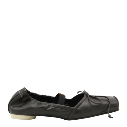Square-toe ballerinas in brown calfskin leather - Image 2