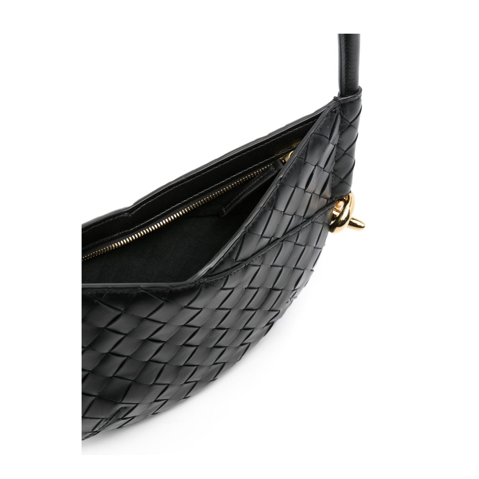 Black Calf Leather Intrecciato Design Bag - Image 2