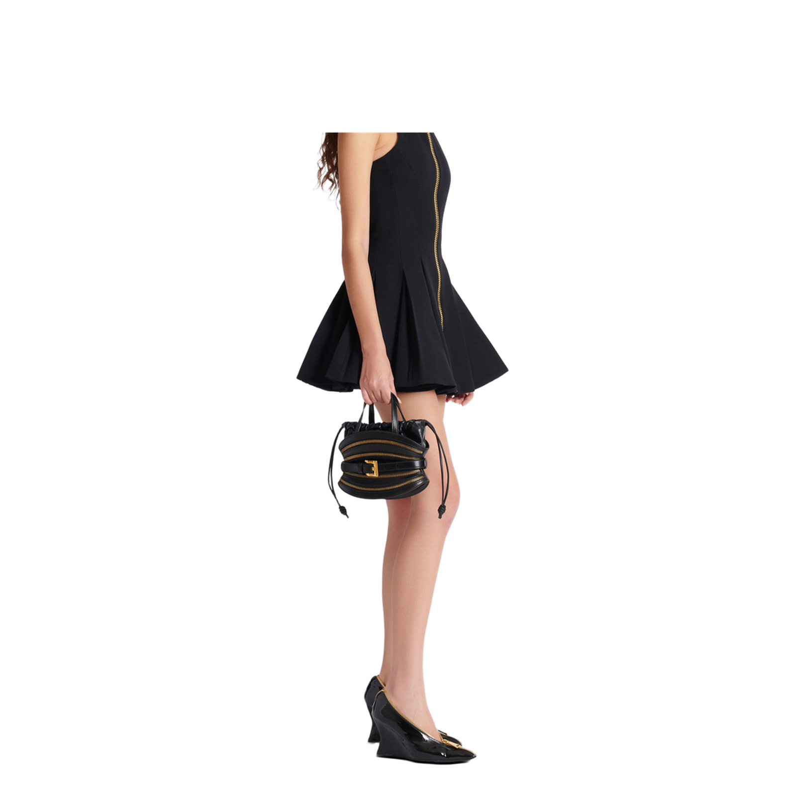 Mini Shuffle Zips Shoulder Bag Leather Black - Image 5