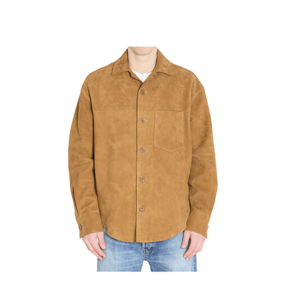 Brown Goat Leather Buttoned Overshirt - Image 1