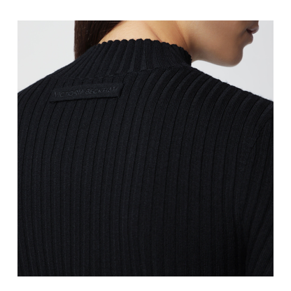 Georgia Ribbed Sweater in Black Merino Wool - Image 2