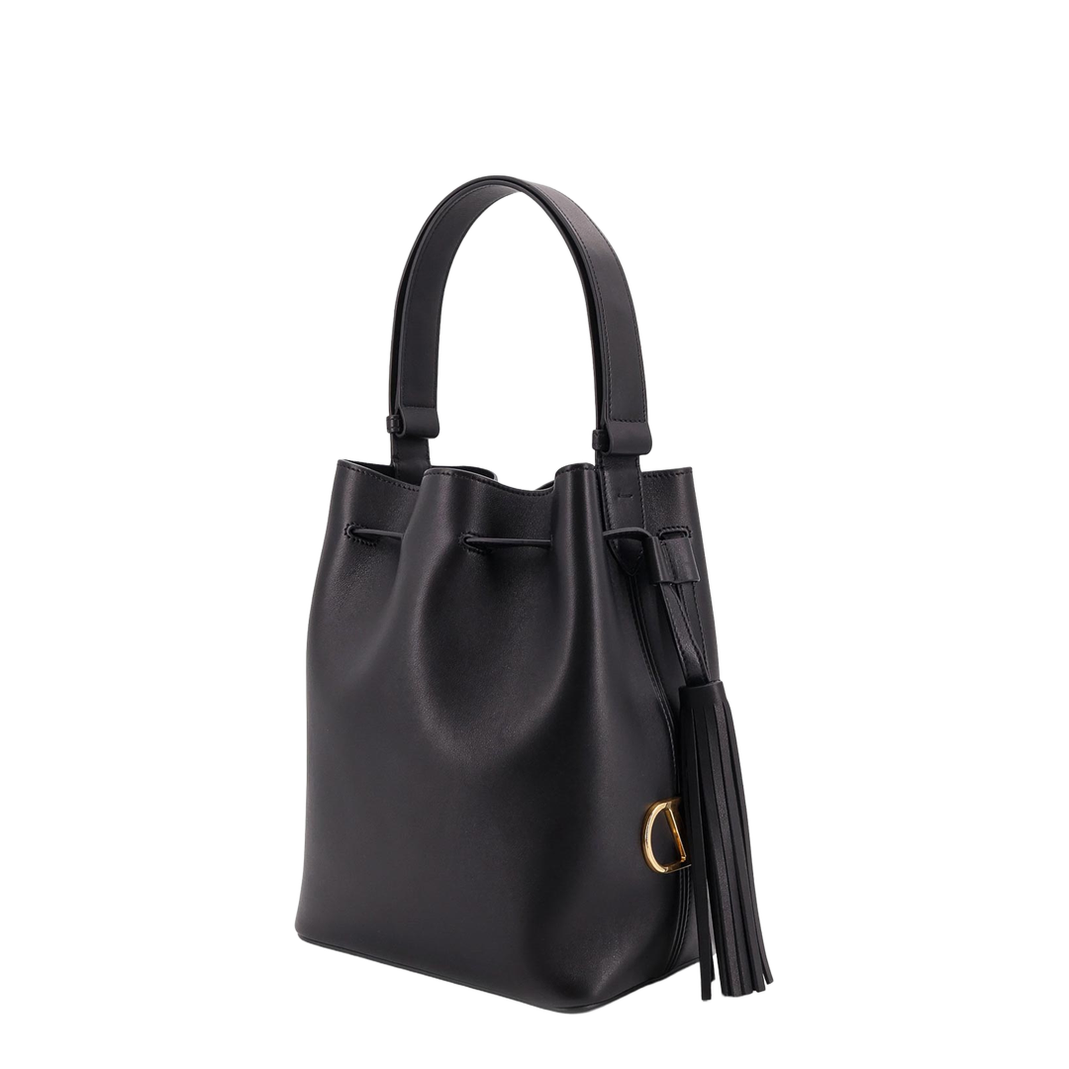 So Seau Leather Bucket Bag with Metal VLogo - Image 3