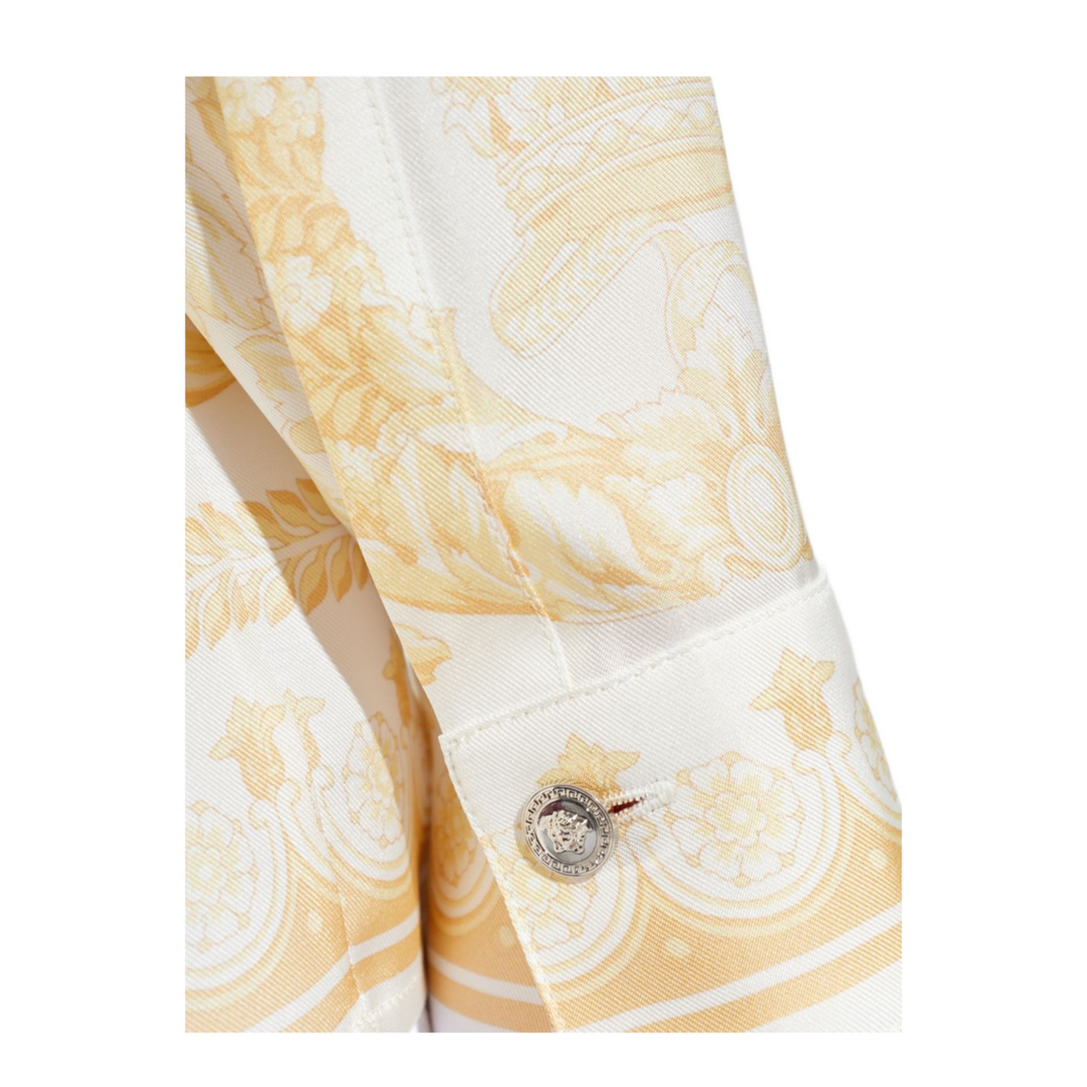 Barocco Print Silk Shirt Gold - Image 3