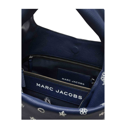 The Sack Bag Medium Full Grain Leather Shoulder Bag - Navy Multi - Image 4