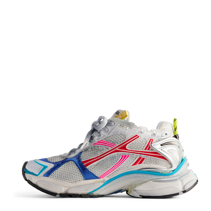 Mesh and Nylon Multicolor Worn-Out Effect Runner Sneakers - Image 4