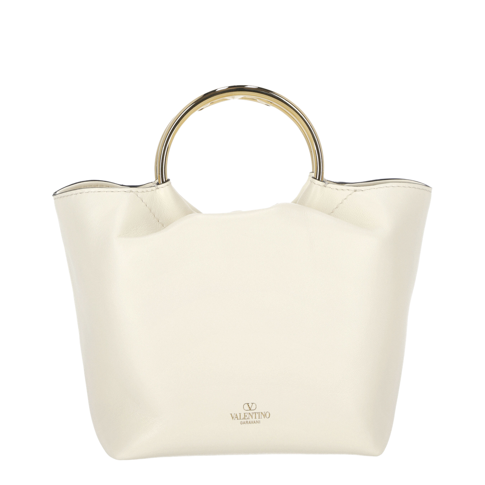 Ivory Leather Bucket Bag - Image 3