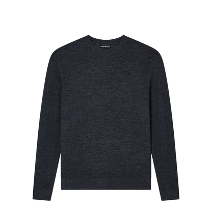 Dark Grey Textured Knit Round Neck Long Sleeve Top - Image 1