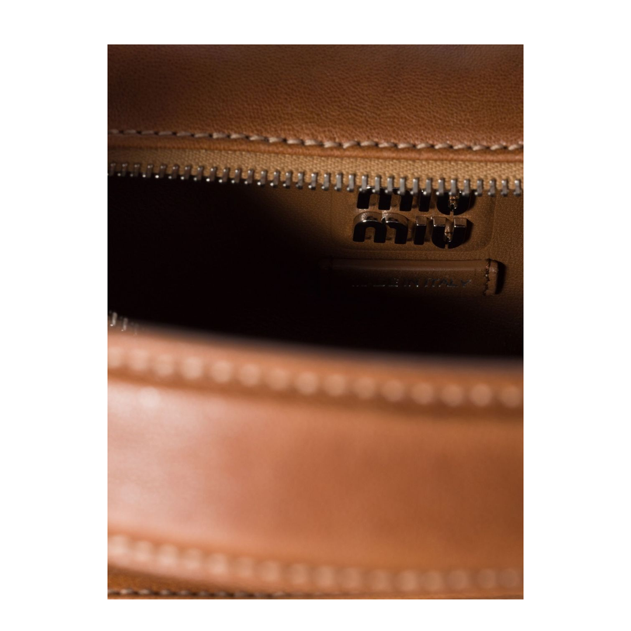 Pocket Lambskin Shoulder Bag - Caramel - Image 4