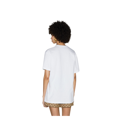 Printed Cotton Jersey T-Shirt in White - Image 5