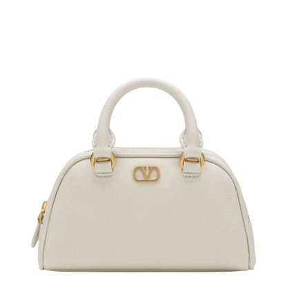 Ivory VLogo Signature Mini Duffle Bag in Grained Calfskin - Image 1