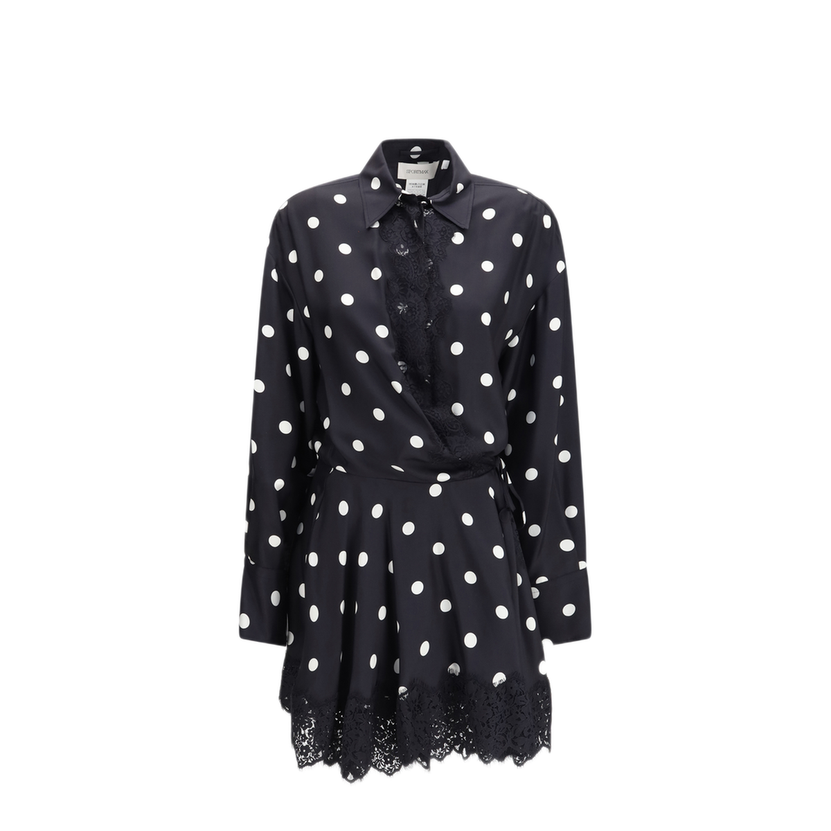 Polka Dot Lace Dress With Drawstring - Image 1