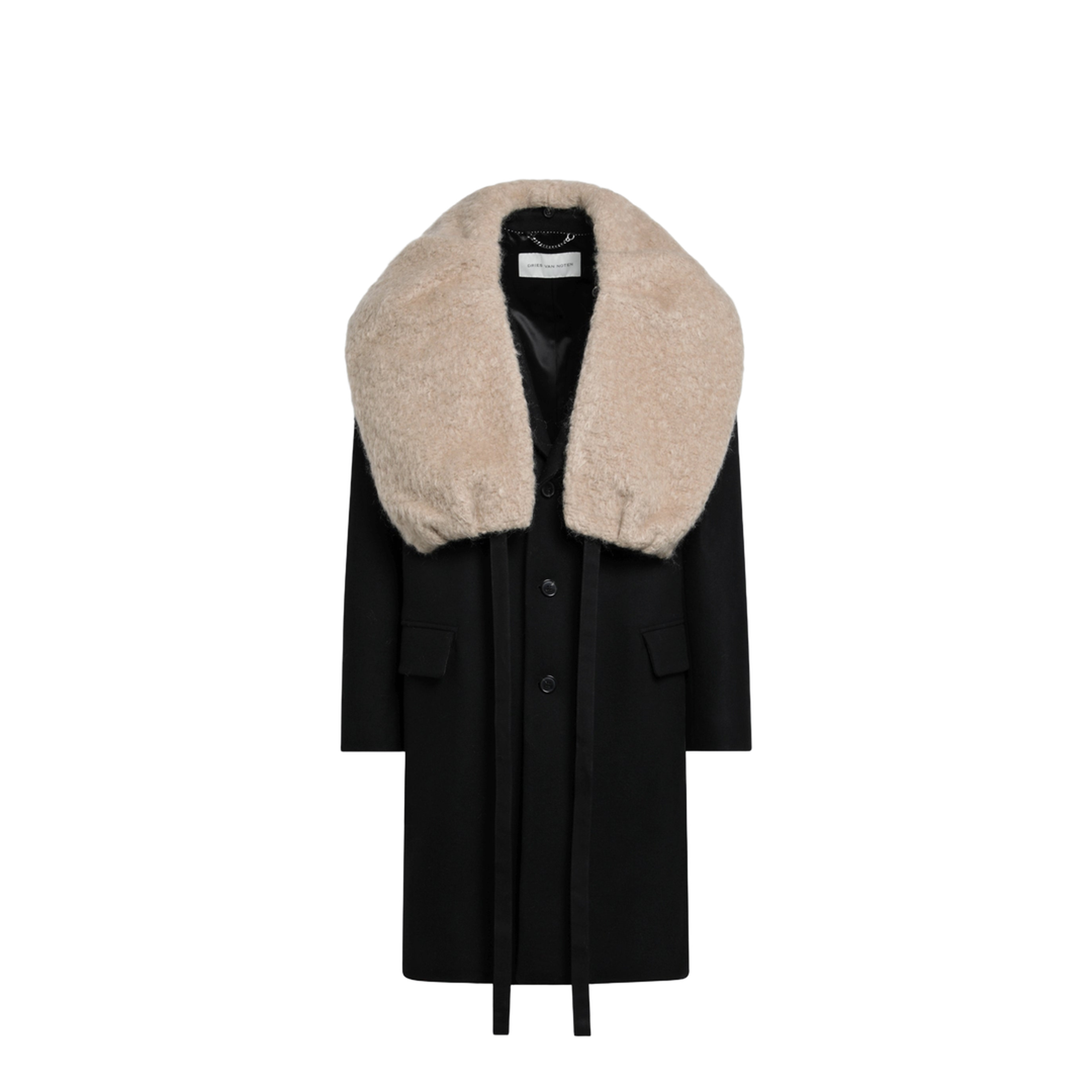 Black Coat With Removable Neckline - Image 1