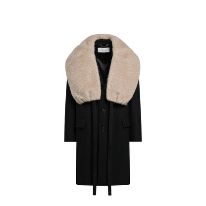 Black Coat With Removable Neckline - Image 1