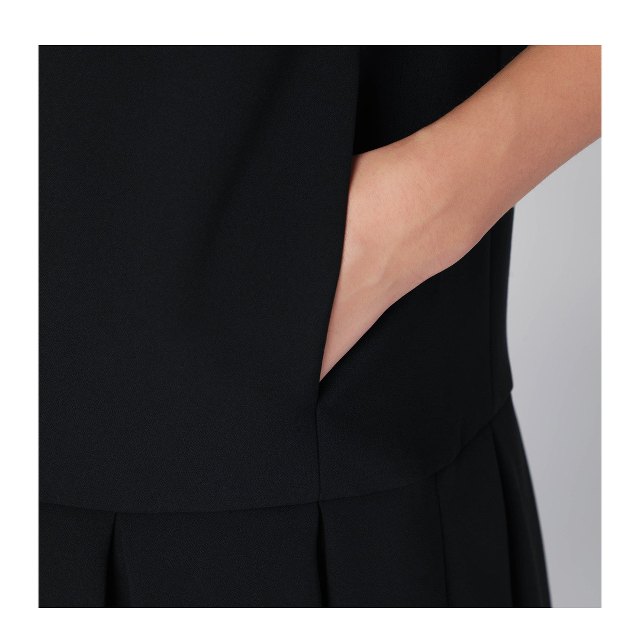 Black Mini Dress with Pleats - Image 2