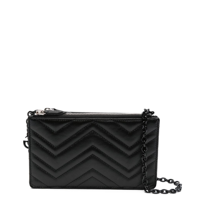 GG Marmont Mini Calfskin Leather Shoulder Bag - Black - Image 1