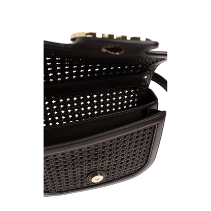 Double Gancini XS Woven Calfskin Crossbody Bag - Testa Di Moro - Image 5