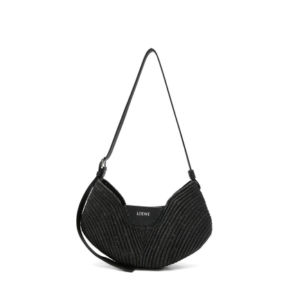 Swing Medium Raffia Shoulder Bag - Black - Image 1