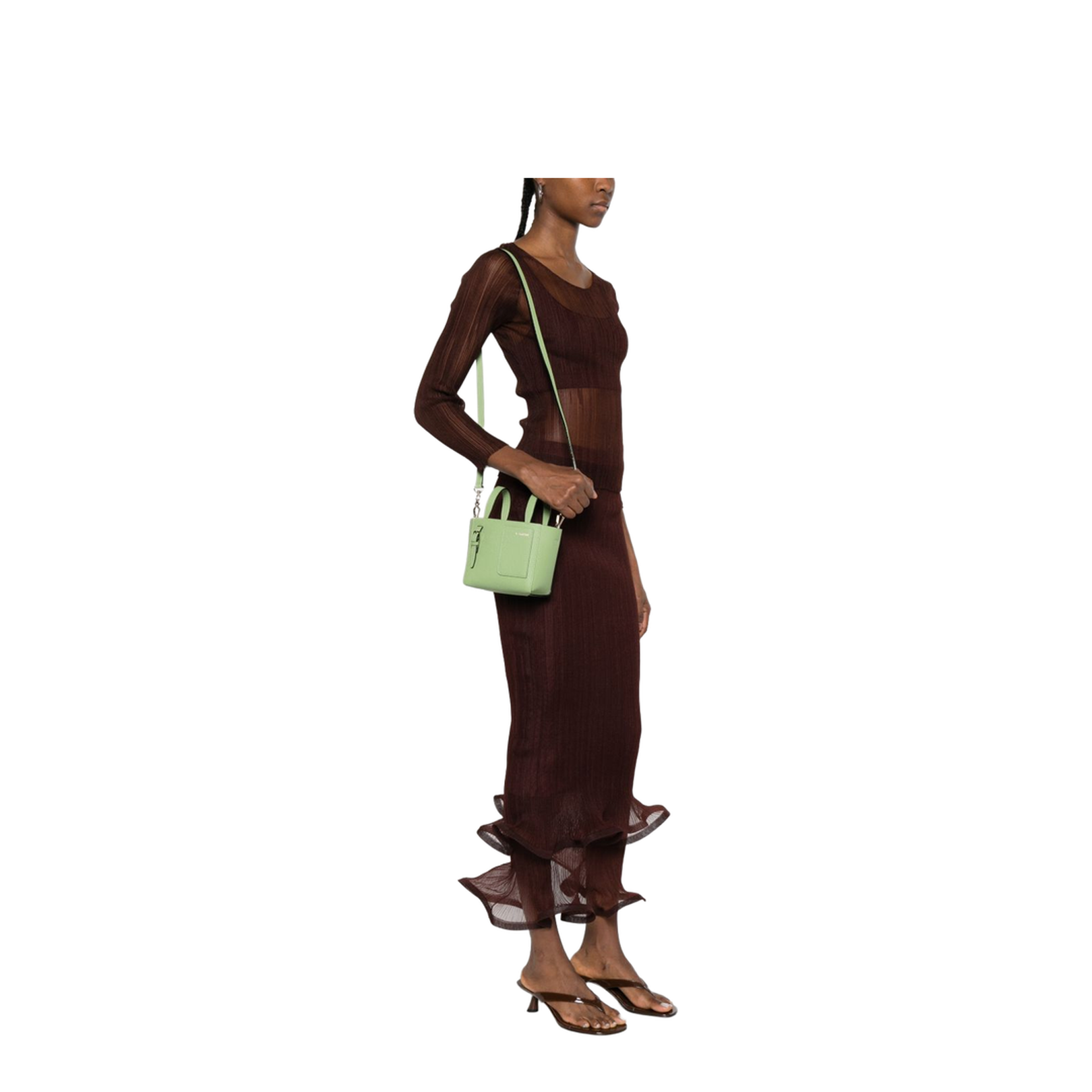 Soft Bucket Nano Calf Leather Bucket Bag - Aloe Green - Image 4
