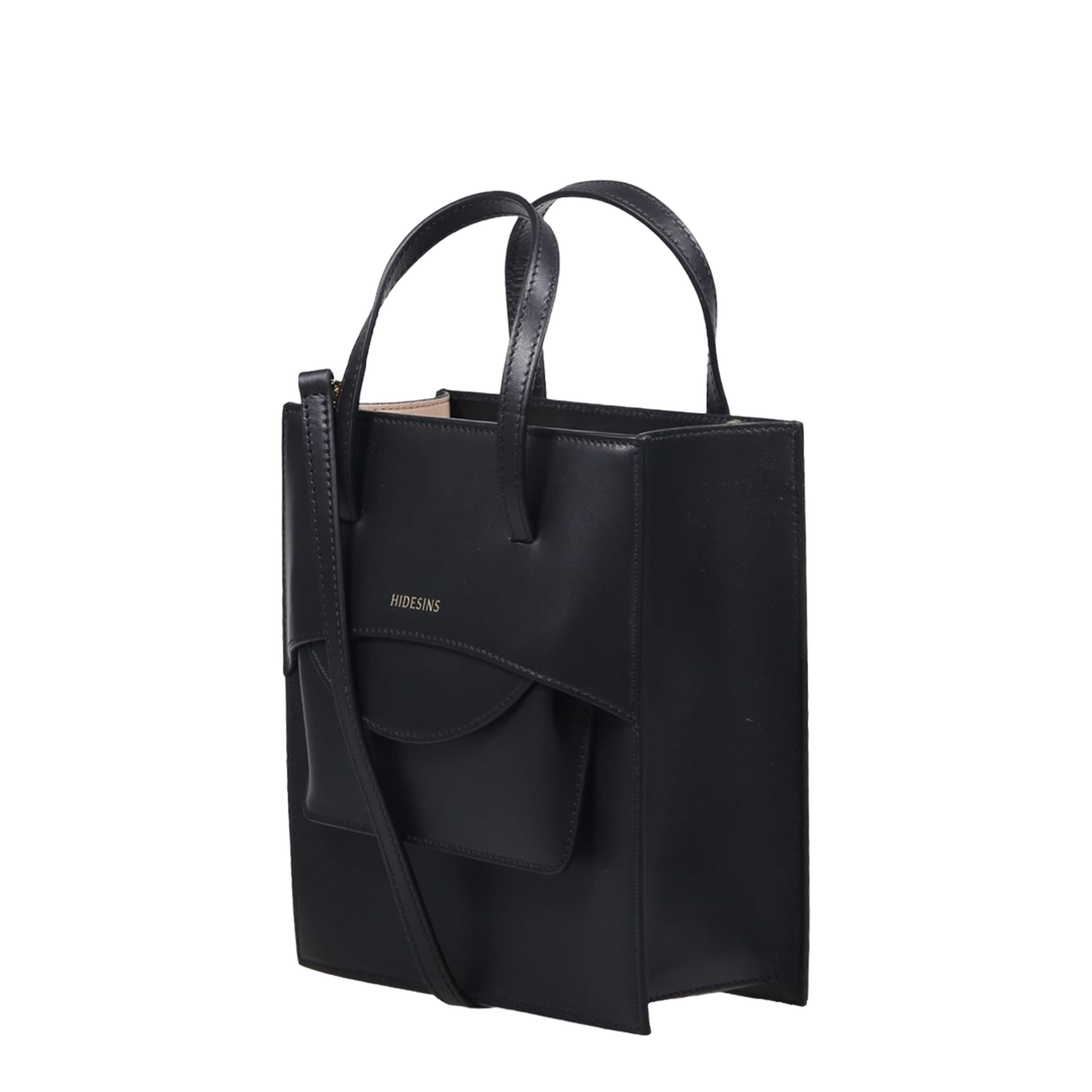 Pocket Medium Calf Leather Handbag - Black - Image 4
