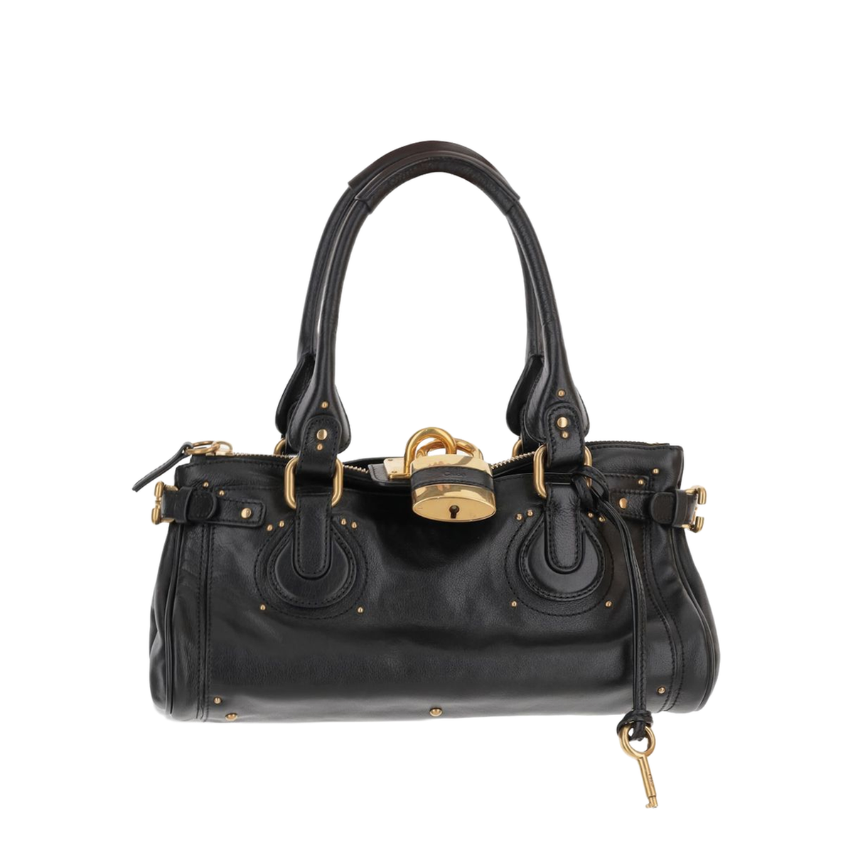 Paddington Grained Buffalo Leather Shoulder Bag - Black - Image 1