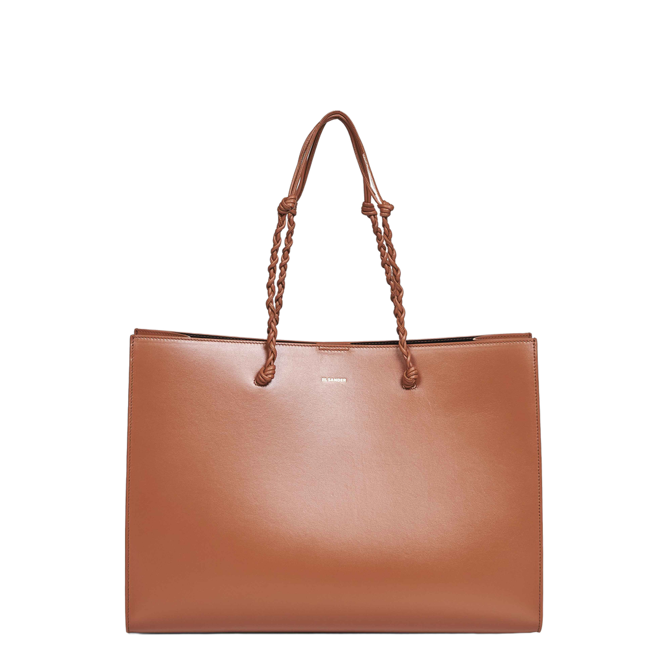 Tangle Knotted Handle Leather Tote Bag - Tan - Image 1
