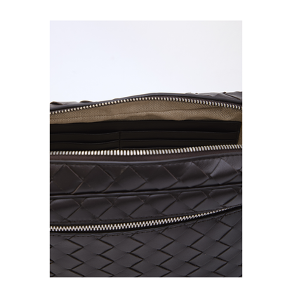 Intrecciato Small Leather Pouch - Brown - Image 4