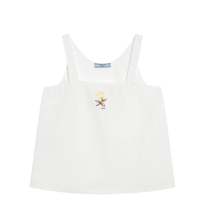 White Linen Top With Embroidery - Image 1