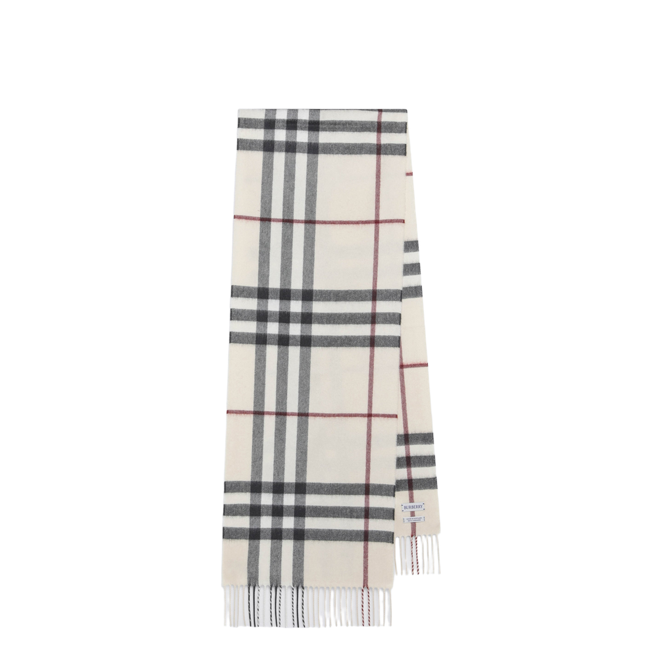 Check Cashmere Scarf In Stone - Image 1