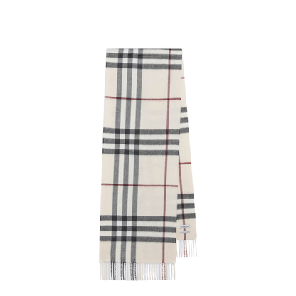 Check Cashmere Scarf In Stone - Image 1