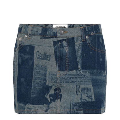 Miniskirt with Newspaper Print - Image 1