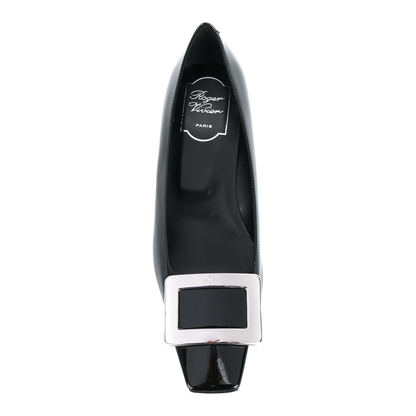 black calfskin pumps with buckle and wide heel - Image 4