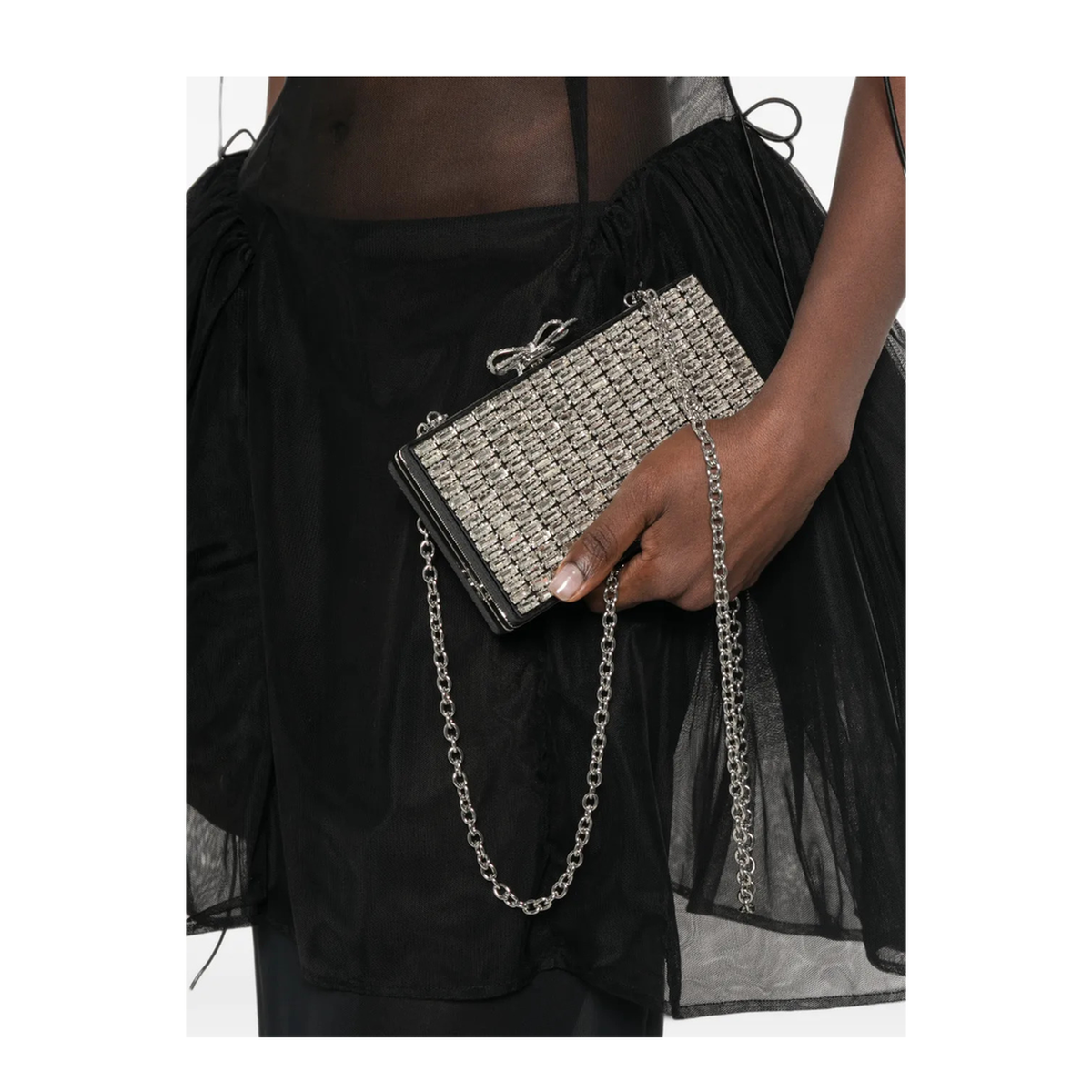 AQUA Crystal Clutch - Silver - Image 2